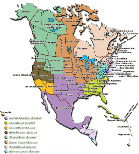 Регионы TICA в Северной Америке